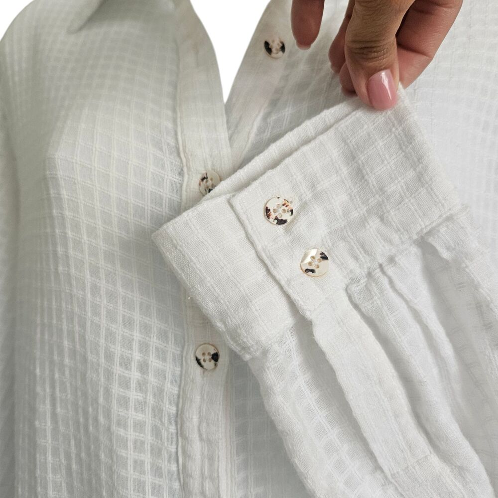 Anthropologie Mara Hoffman Swim S Midi Cover up Dress Shirt Gauze Oversized - Picture 8 of 12